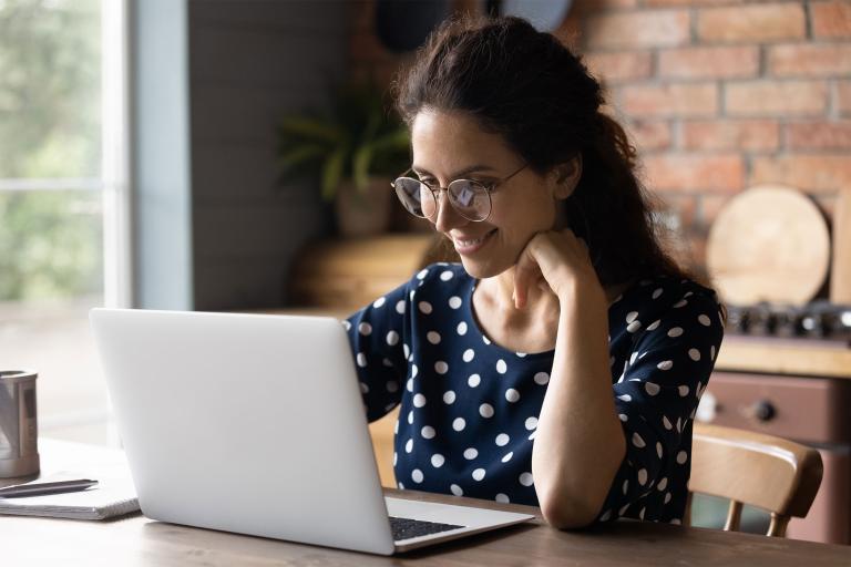 Woman working on laptop